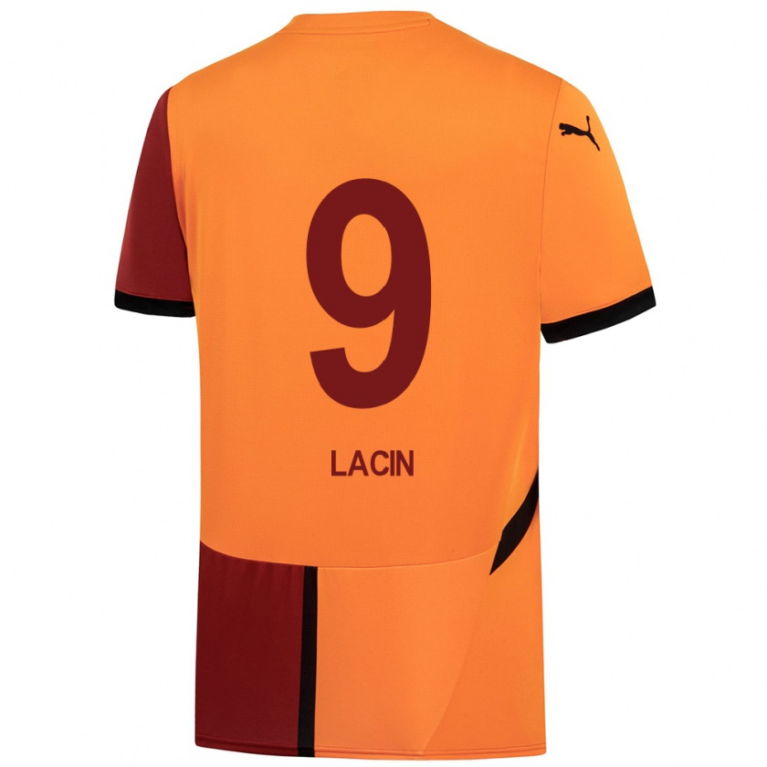 Kandiny Férfi Elanur Laçin #9 Sárga Piros Hazai Jersey 2024/25 Mez Póló Ing