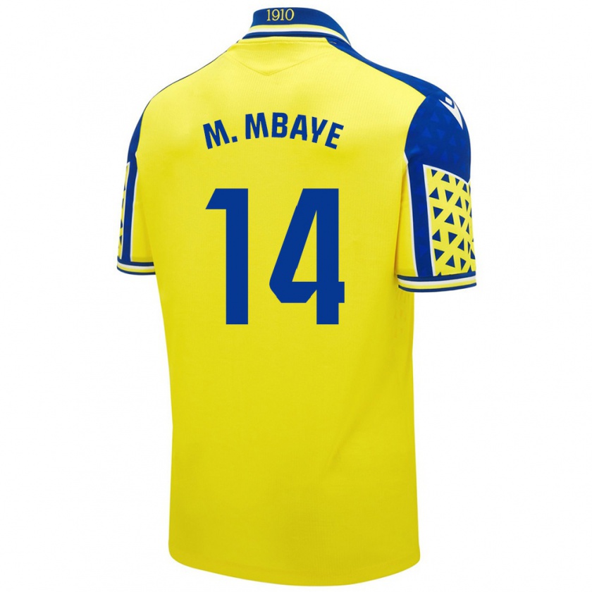 Kandiny Férfi Momo Mbaye #14 Sárga Kék Hazai Jersey 2024/25 Mez Póló Ing