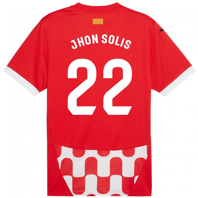 Kandiny Férfi Jhon Solís #22 Piros Fehér Hazai Jersey 2024/25 Mez Póló Ing