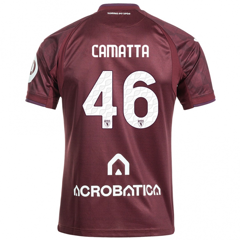 Kandiny Férfi Alessandro Camatta #46 Barna Fehér Hazai Jersey 2024/25 Mez Póló Ing