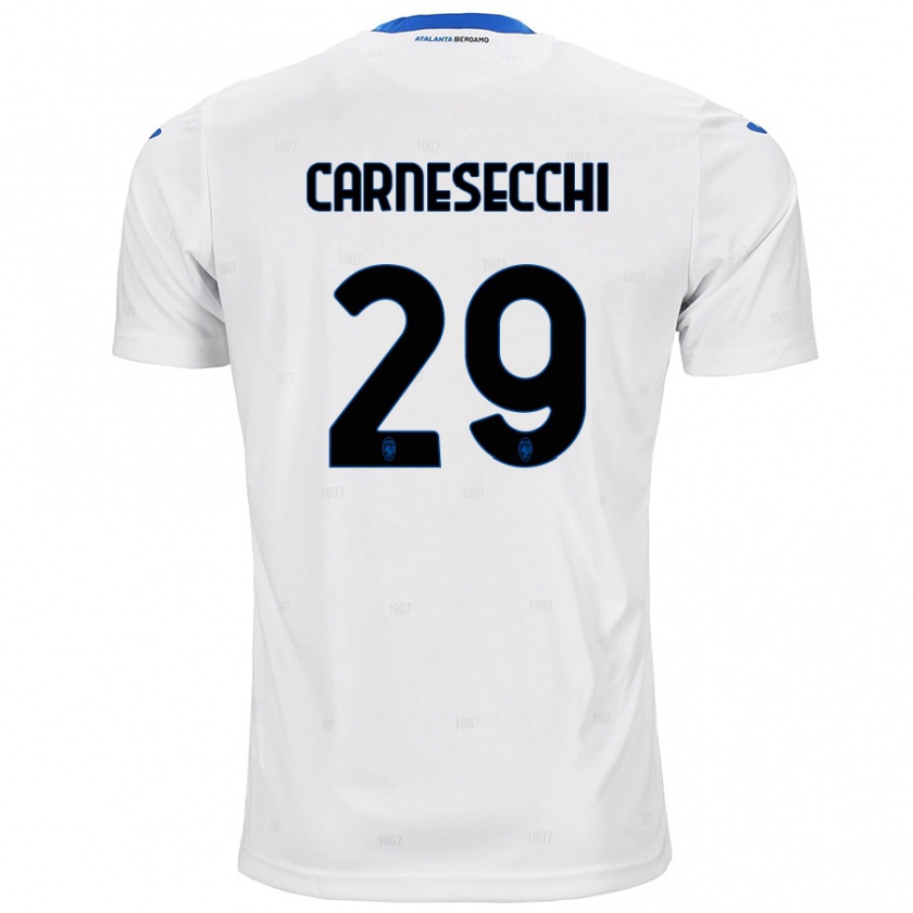 Kandiny Férfi Marco Carnesecchi #29 Fehér Idegenbeli Jersey 2024/25 Mez Póló Ing