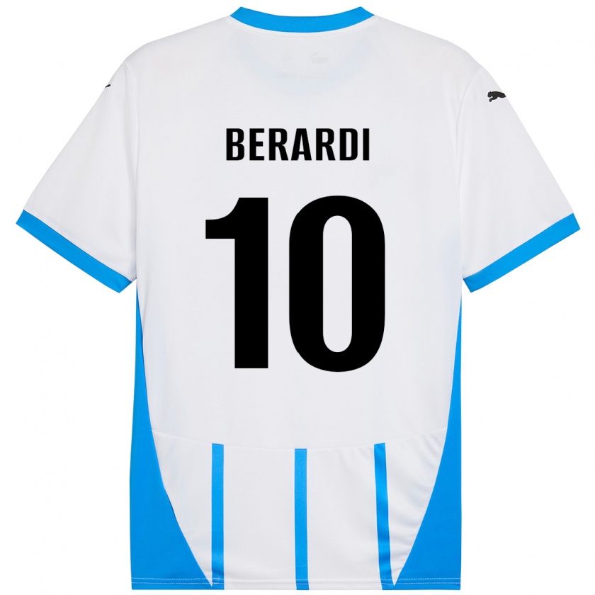 Kandiny Férfi Domenico Berardi #10 Fehér Kék Idegenbeli Jersey 2024/25 Mez Póló Ing