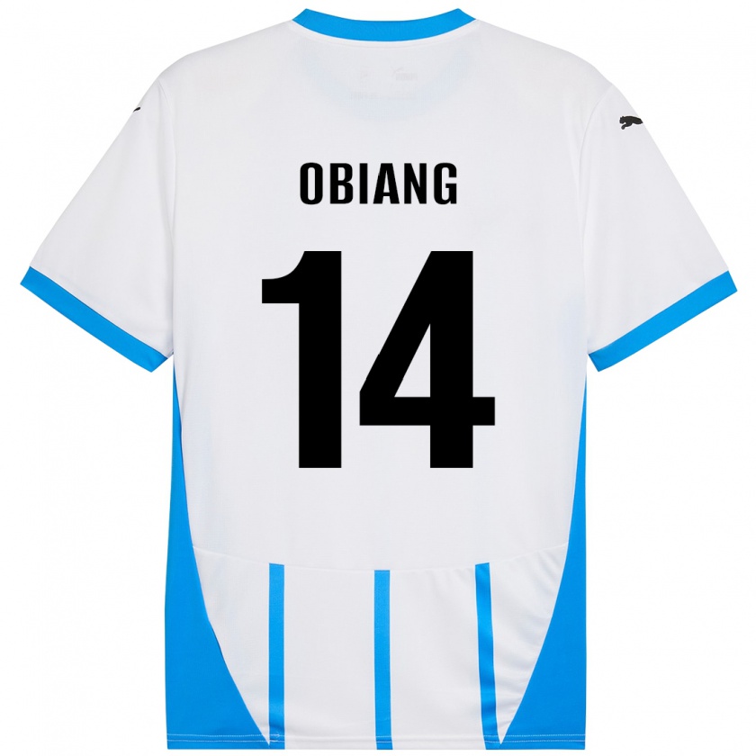 Kandiny Férfi Pedro Obiang #14 Fehér Kék Idegenbeli Jersey 2024/25 Mez Póló Ing