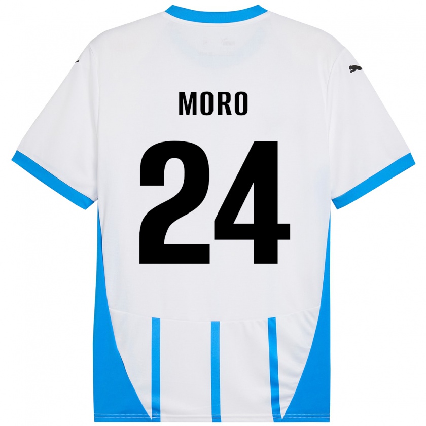 Kandiny Férfi Luca Moro #24 Fehér Kék Idegenbeli Jersey 2024/25 Mez Póló Ing