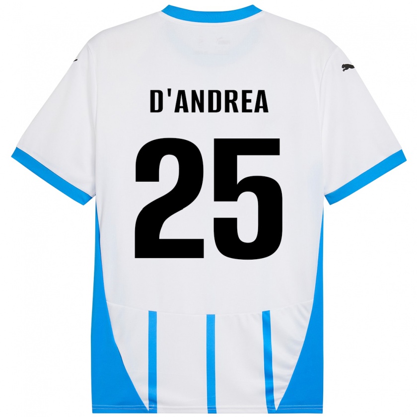 Kandiny Férfi Luca D'andrea #25 Fehér Kék Idegenbeli Jersey 2024/25 Mez Póló Ing