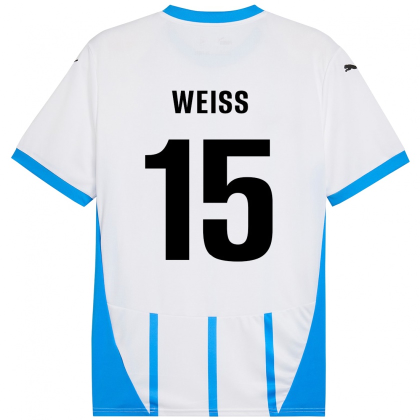 Kandiny Férfi David Weiss #15 Fehér Kék Idegenbeli Jersey 2024/25 Mez Póló Ing