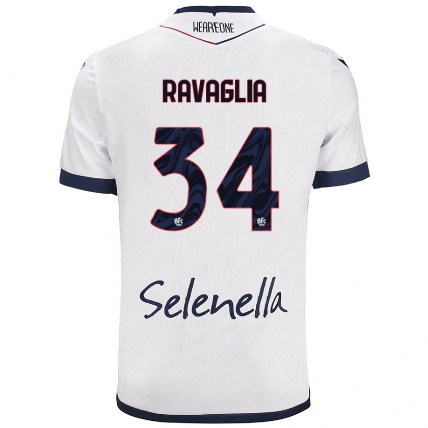 Kandiny Férfi Federico Ravaglia #34 Fehér Royal Blue Idegenbeli Jersey 2024/25 Mez Póló Ing