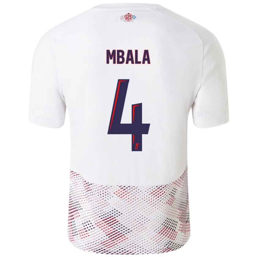 Kandiny Férfi Olivia Mbala #4 Fehér Royal Blue Idegenbeli Jersey 2024/25 Mez Póló Ing