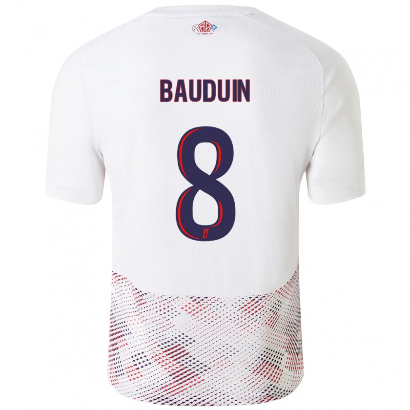 Kandiny Férfi Justine Bauduin #8 Fehér Royal Blue Idegenbeli Jersey 2024/25 Mez Póló Ing