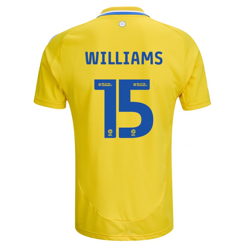 Kandiny Férfi Paige Williams #15 Sárga Kék Idegenbeli Jersey 2024/25 Mez Póló Ing