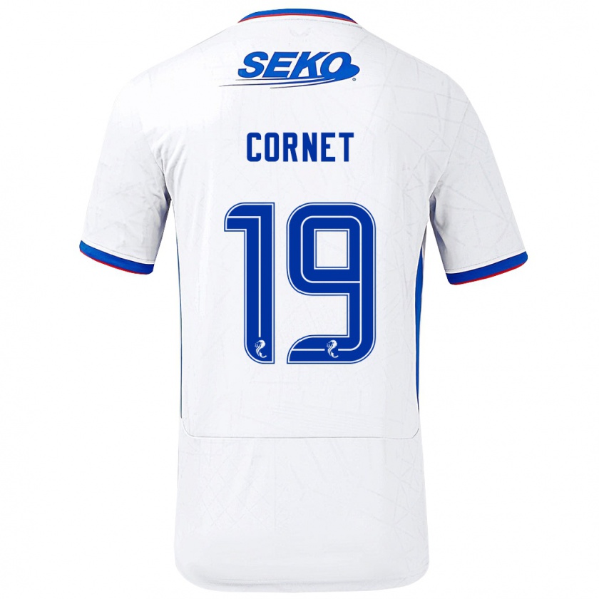 Kandiny Férfi Chelsea Cornet #19 Fehér Kék Idegenbeli Jersey 2024/25 Mez Póló Ing