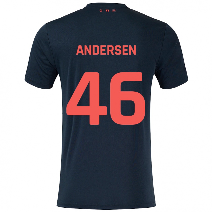 Kandiny Férfi Silas Andersen #46 Fekete Piros Idegenbeli Jersey 2024/25 Mez Póló Ing