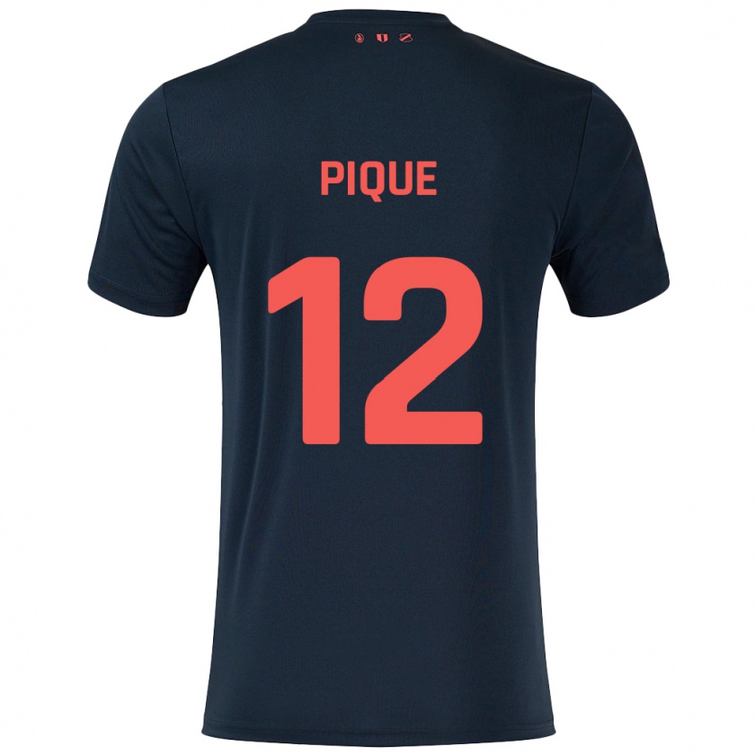 Kandiny Férfi Naomi Piqué #12 Fekete Piros Idegenbeli Jersey 2024/25 Mez Póló Ing