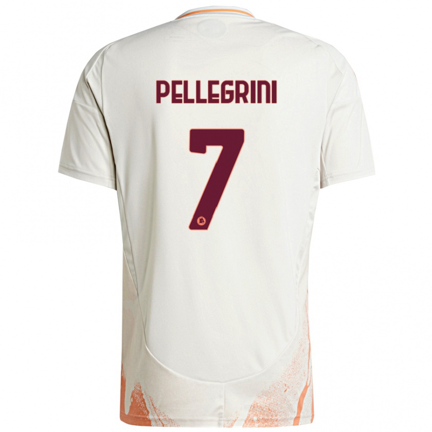 Kandiny Férfi Lorenzo Pellegrini #7 Krém Fehér Narancs Idegenbeli Jersey 2024/25 Mez Póló Ing