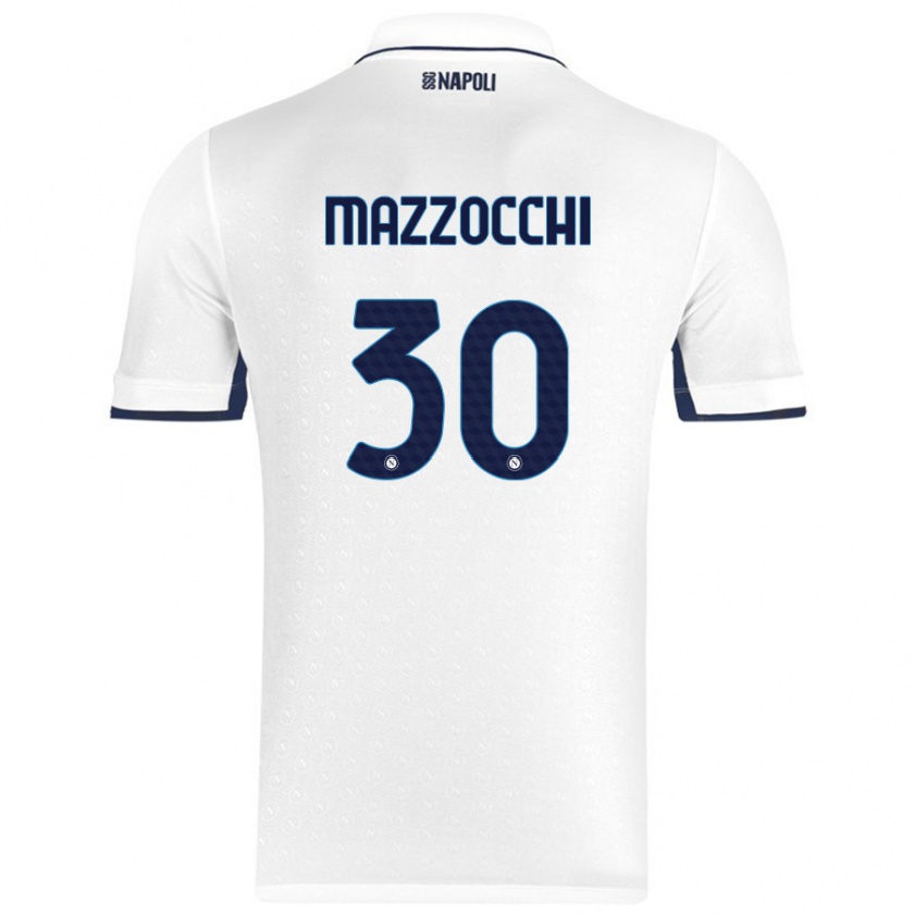 Kandiny Férfi Pasquale Mazzocchi #30 Fehér Royal Blue Idegenbeli Jersey 2024/25 Mez Póló Ing