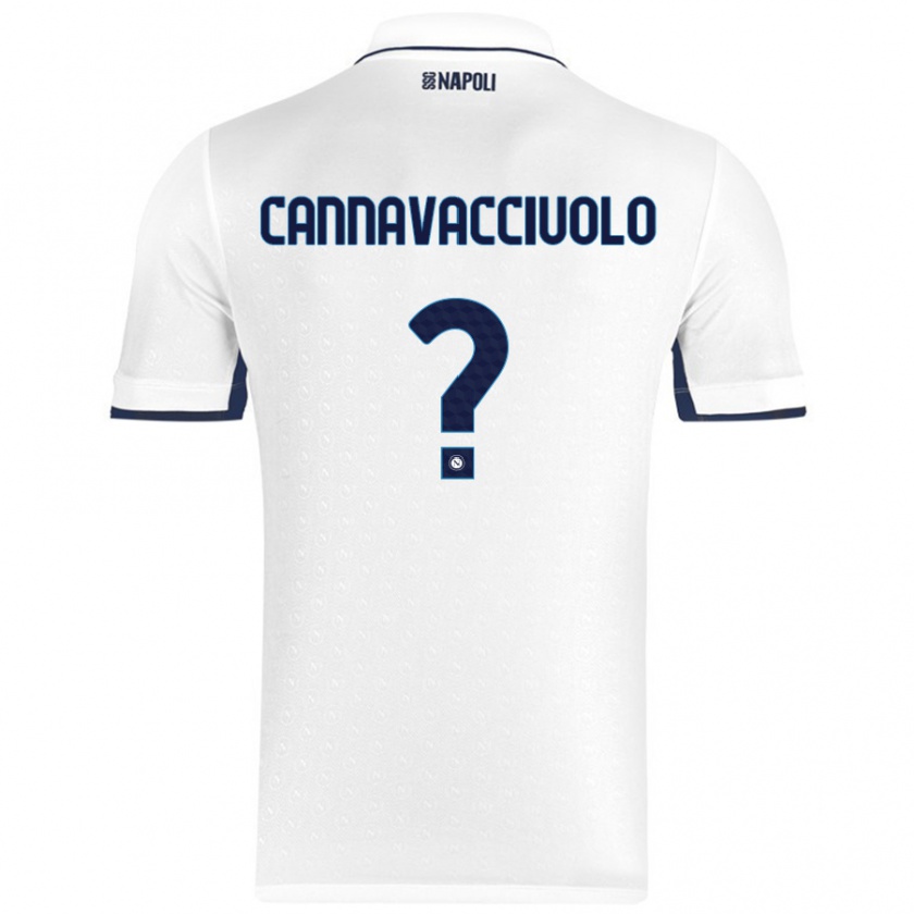 Kandiny Férfi Luigi Pio Cannavacciuolo #0 Fehér Royal Blue Idegenbeli Jersey 2024/25 Mez Póló Ing