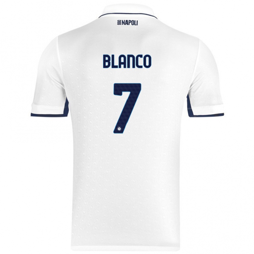 Kandiny Férfi Gimena Blanco #7 Fehér Royal Blue Idegenbeli Jersey 2024/25 Mez Póló Ing