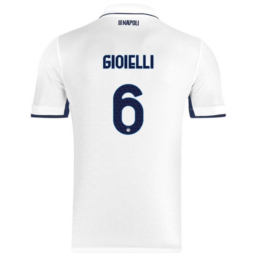 Kandiny Férfi Francesco Pio Gioielli #6 Fehér Royal Blue Idegenbeli Jersey 2024/25 Mez Póló Ing