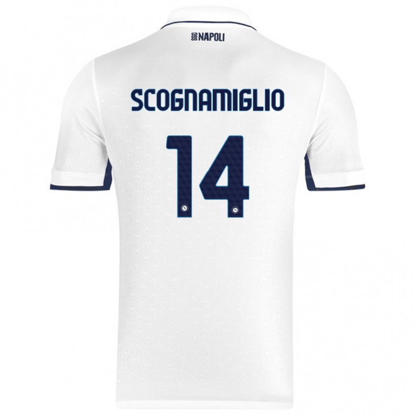 Kandiny Férfi Fabio Scognamiglio #14 Fehér Royal Blue Idegenbeli Jersey 2024/25 Mez Póló Ing