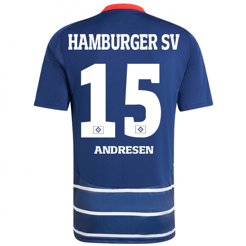 Kandiny Férfi Bent Andresen #15 Sötétkék Idegenbeli Jersey 2024/25 Mez Póló Ing