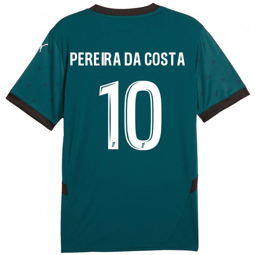 Kandiny Férfi David Pereira Da Costa #10 Sötétzöld Idegenbeli Jersey 2024/25 Mez Póló Ing