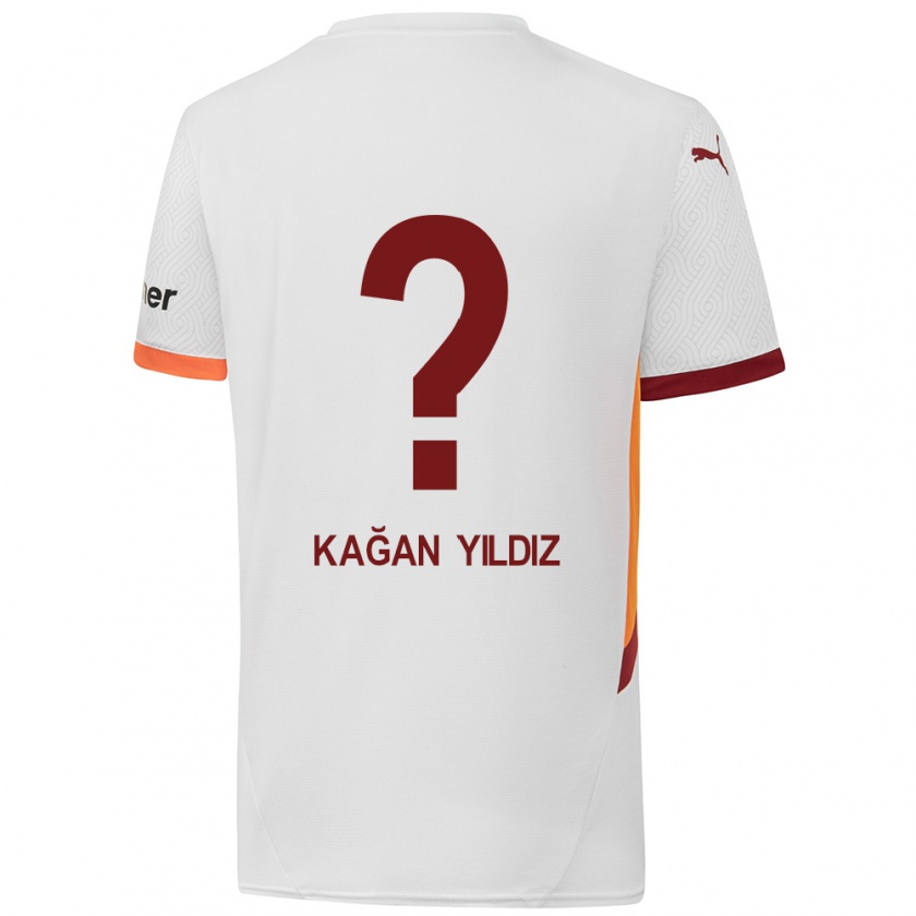 Kandiny Férfi Onur Kağan Yıldız #0 Fehér Sárga Piros Idegenbeli Jersey 2024/25 Mez Póló Ing