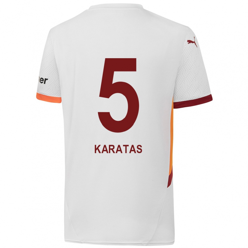 Kandiny Férfi Eda Karataş #5 Fehér Sárga Piros Idegenbeli Jersey 2024/25 Mez Póló Ing