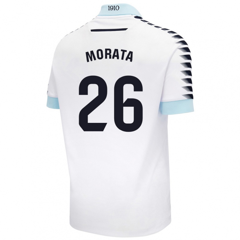 Kandiny Férfi Álex Morata #26 Fehér Kék Idegenbeli Jersey 2024/25 Mez Póló Ing