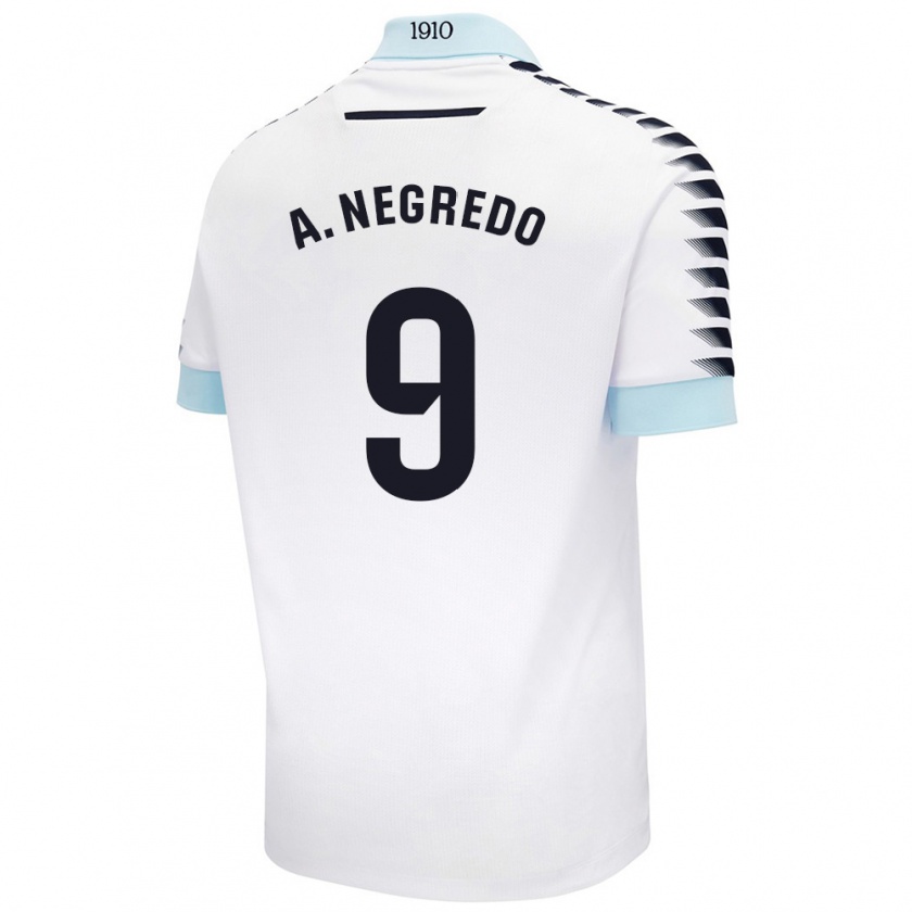 Kandiny Férfi Álvaro Negredo #9 Fehér Kék Idegenbeli Jersey 2024/25 Mez Póló Ing