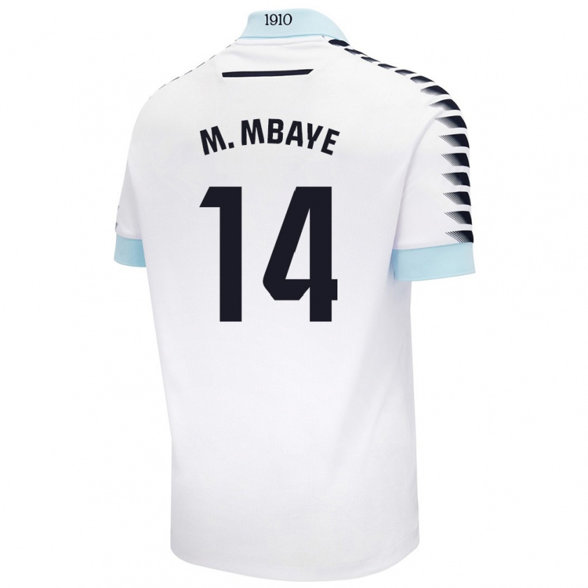 Kandiny Férfi Momo Mbaye #14 Fehér Kék Idegenbeli Jersey 2024/25 Mez Póló Ing