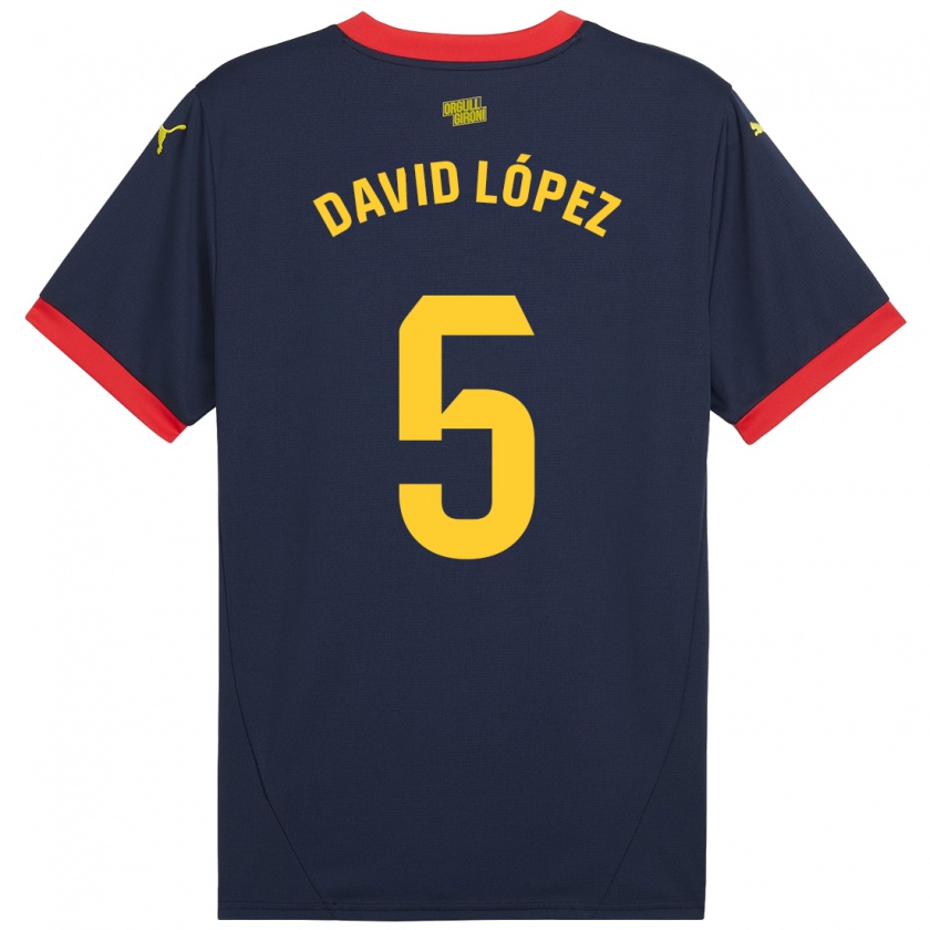 Kandiny Férfi David López #5 Sötétvörös Idegenbeli Jersey 2024/25 Mez Póló Ing