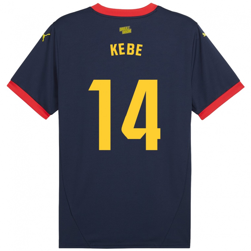 Kandiny Férfi Moussa Kébé #14 Sötétvörös Idegenbeli Jersey 2024/25 Mez Póló Ing