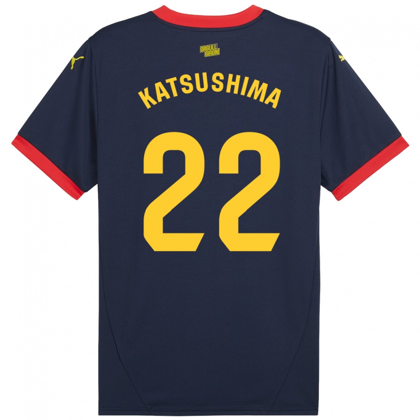 Kandiny Férfi Shinnosuke Katsushima #22 Sötétvörös Idegenbeli Jersey 2024/25 Mez Póló Ing