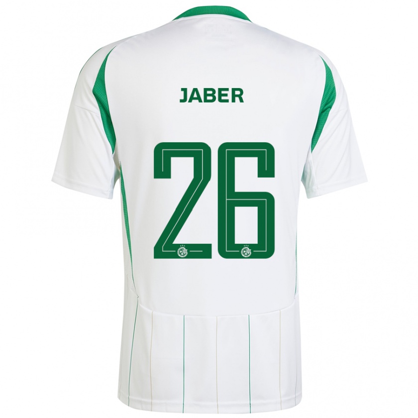 Kandiny Férfi Mahmoud Jaber #26 Fehér Zöld Idegenbeli Jersey 2024/25 Mez Póló Ing