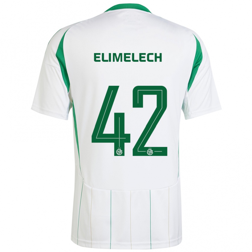 Kandiny Férfi Roey Elimelech #42 Fehér Zöld Idegenbeli Jersey 2024/25 Mez Póló Ing