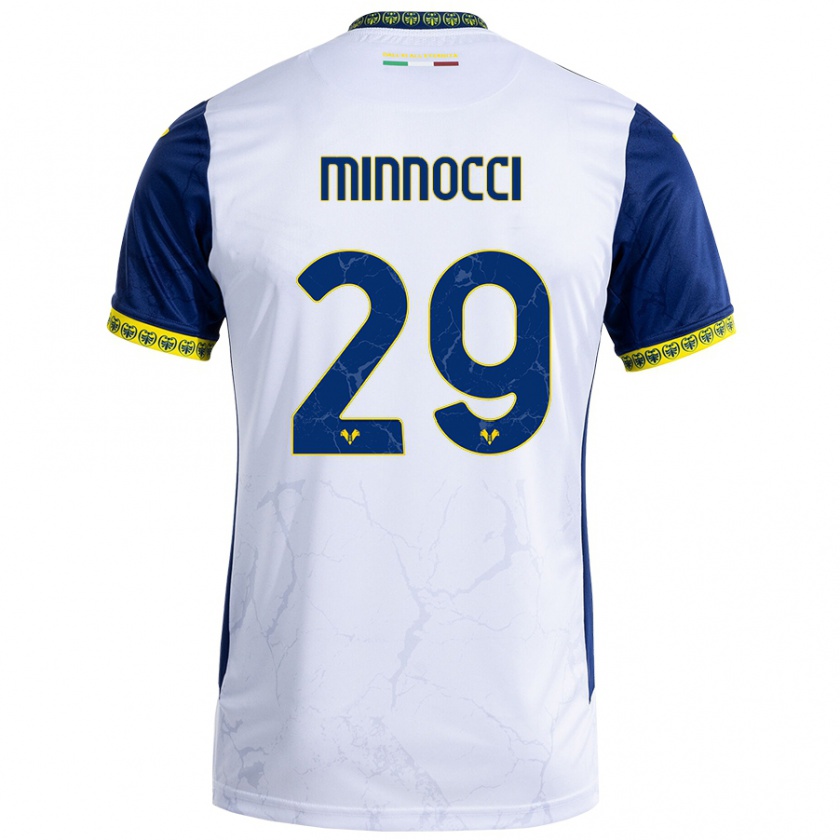 Kandiny Férfi Valerio Minnocci #29 Fehér Kék Idegenbeli Jersey 2024/25 Mez Póló Ing