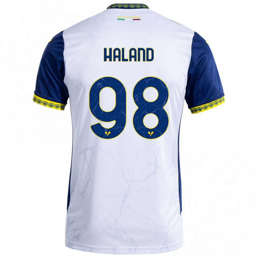 Kandiny Férfi Benedicte Iversen Håland #98 Fehér Kék Idegenbeli Jersey 2024/25 Mez Póló Ing