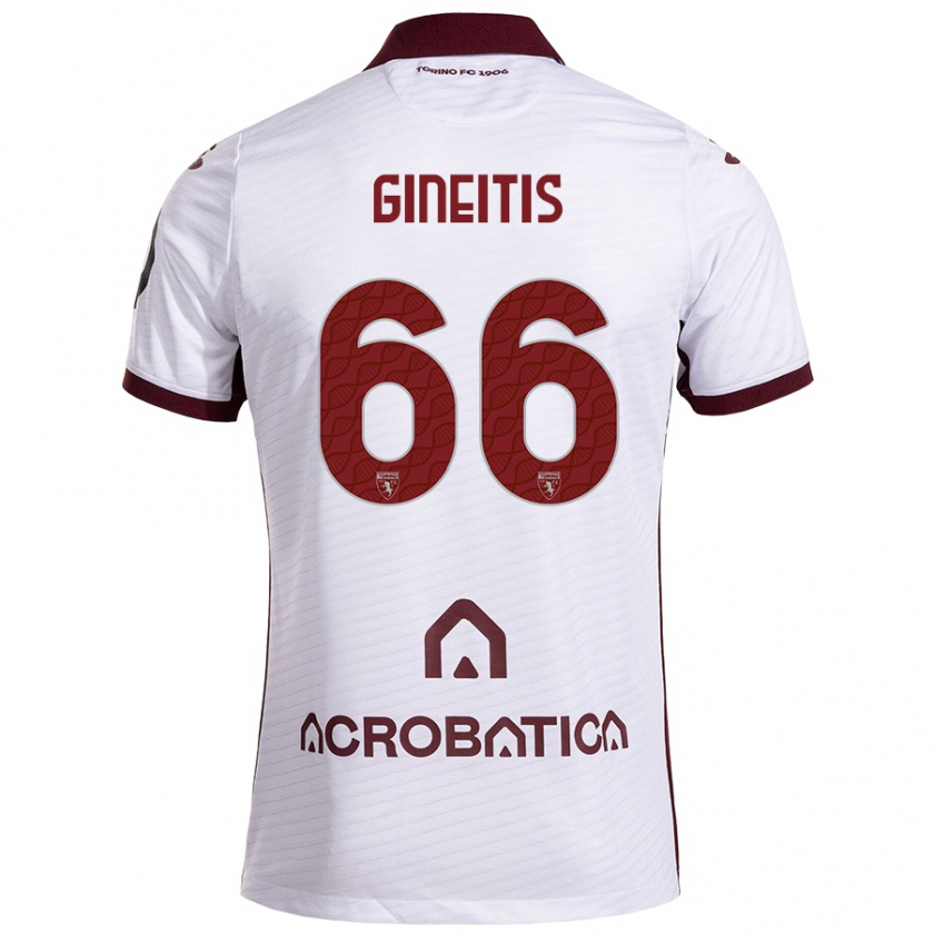 Kandiny Férfi Gvidas Gineitis #66 Fehér Barna Idegenbeli Jersey 2024/25 Mez Póló Ing