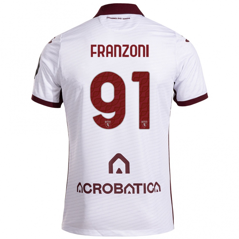 Kandiny Férfi Nicolò Franzoni #91 Fehér Barna Idegenbeli Jersey 2024/25 Mez Póló Ing