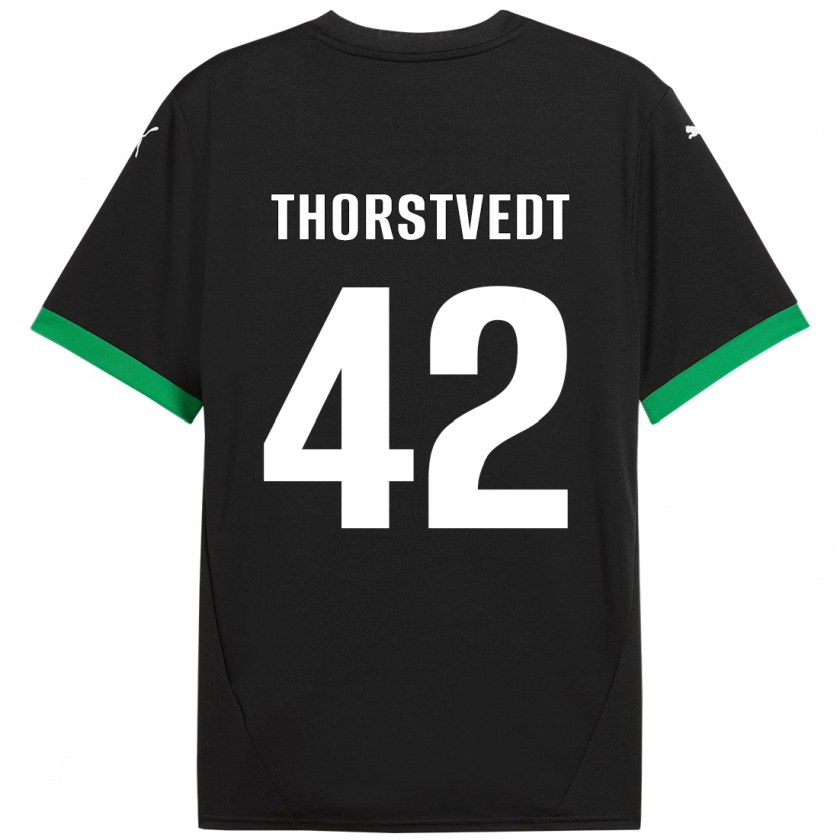 Kandiny Női Kristian Thorstvedt #42 Fekete Sötétzöld Hazai Jersey 2024/25 Mez Póló Ing