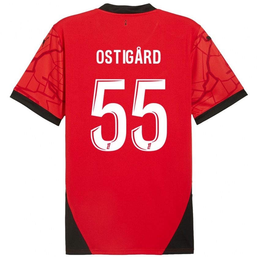 Kandiny Női Leo Østigård #55 Piros Fekete Hazai Jersey 2024/25 Mez Póló Ing