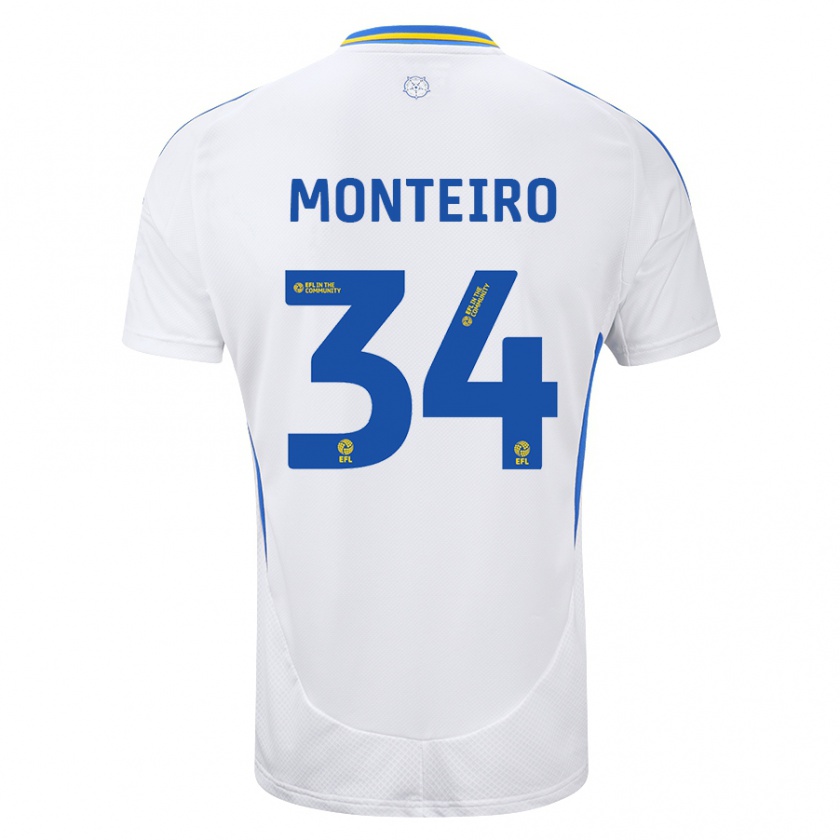 Kandiny Női Diogo Monteiro #34 Fehér Kék Hazai Jersey 2024/25 Mez Póló Ing