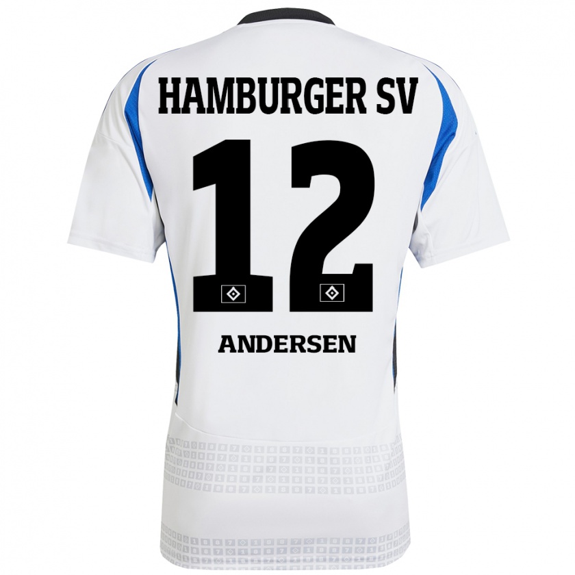 Kandiny Női Patrick Andersen #12 Fehér Kék Hazai Jersey 2024/25 Mez Póló Ing