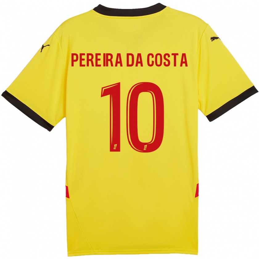 Kandiny Női David Pereira Da Costa #10 Sárga Piros Hazai Jersey 2024/25 Mez Póló Ing