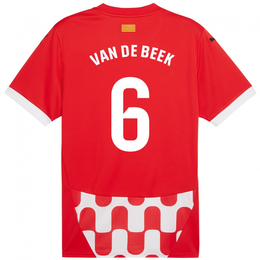 Kandiny Női Donny Van De Beek #6 Piros Fehér Hazai Jersey 2024/25 Mez Póló Ing