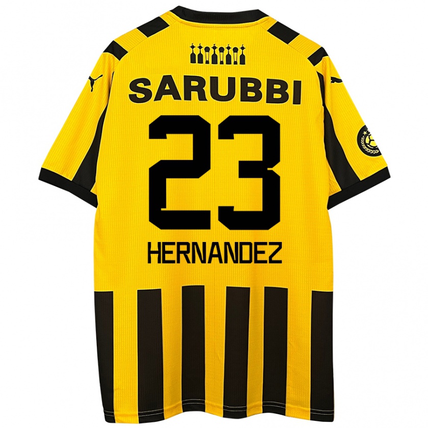 Kandiny Női Abel Hernández #23 Sárga Fekete Hazai Jersey 2024/25 Mez Póló Ing