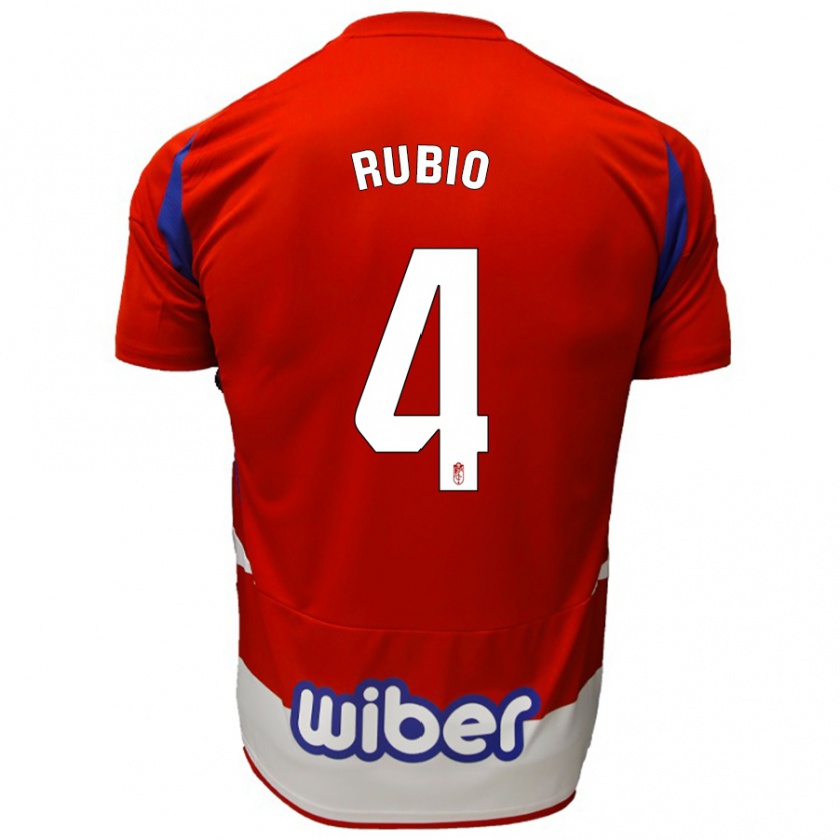 Kandiny Női Miguel Rubio #4 Piros Fehér Kék Hazai Jersey 2024/25 Mez Póló Ing