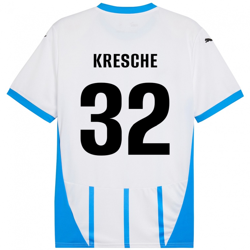 Kandiny Női Isabella Kresche #32 Fehér Kék Idegenbeli Jersey 2024/25 Mez Póló Ing