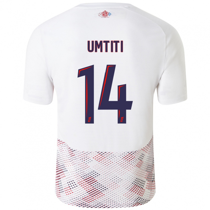 Kandiny Női Samuel Umtiti #14 Fehér Royal Blue Idegenbeli Jersey 2024/25 Mez Póló Ing