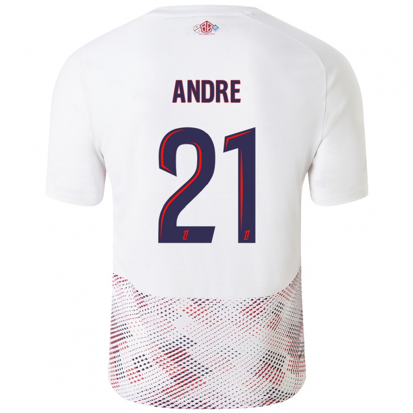 Kandiny Női Benjamin André #21 Fehér Royal Blue Idegenbeli Jersey 2024/25 Mez Póló Ing